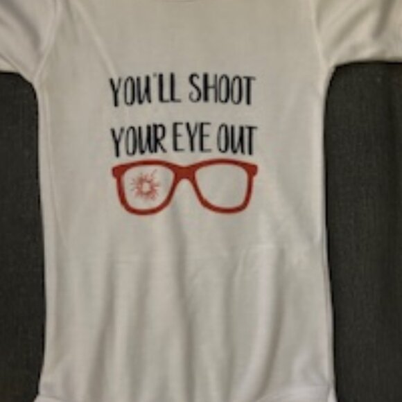 "You'll Shoot Your Eye Out" Christmas Baby Onesie - NWT - Picture 1 of 5
